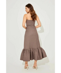 Odd Muse - The Ultimate Muse Strapless Peplum Hem Midi Dress - Brown - Dresses