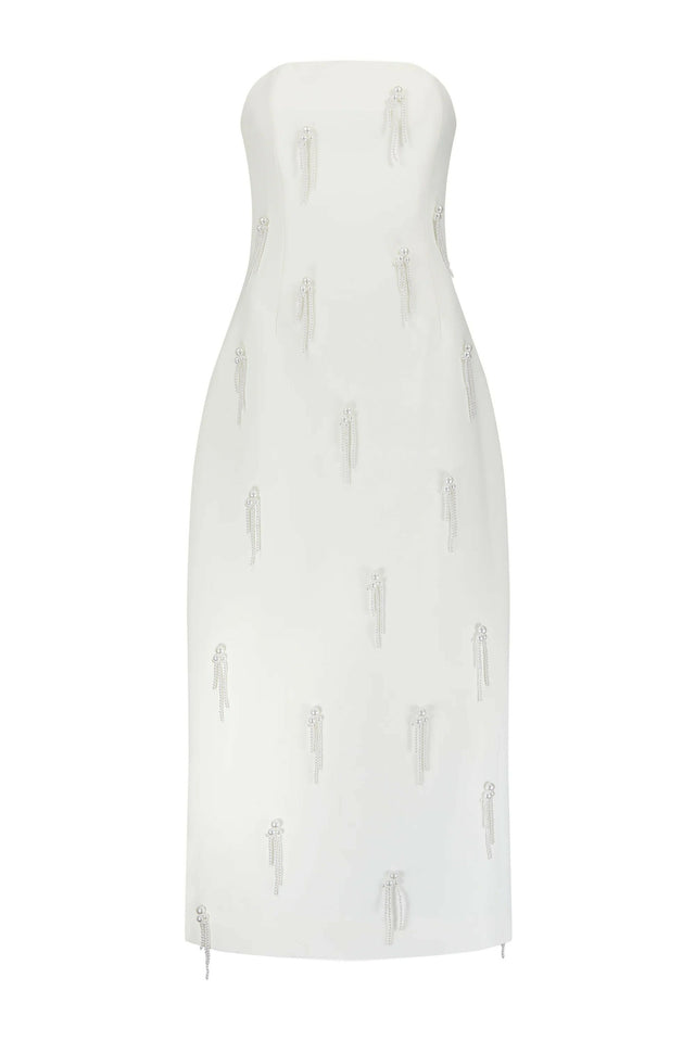 Odd Muse Ultimate Muse Embellished Strapless Midi Dress - 12 / White - Dresses