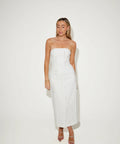 Odd Muse Ultimate Muse Embellished Strapless Midi Dress - 12 / White - Dresses