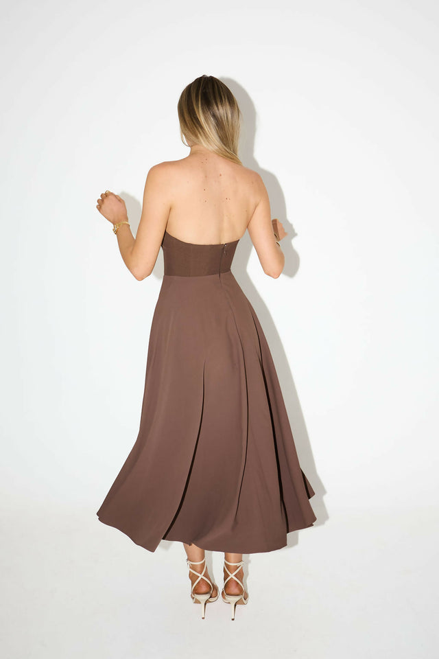 Odd Muse Ultimate Muse Strapless Midi Dress in Chocolate | Passion For Fashion Odd Muse Ultimate Muse Strapless Midi Dress in Chocolate | Passion For Fashion
