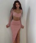 Oh Polly Embellished ‘Rose’ Set Maxi - XS / Pink - Dresses