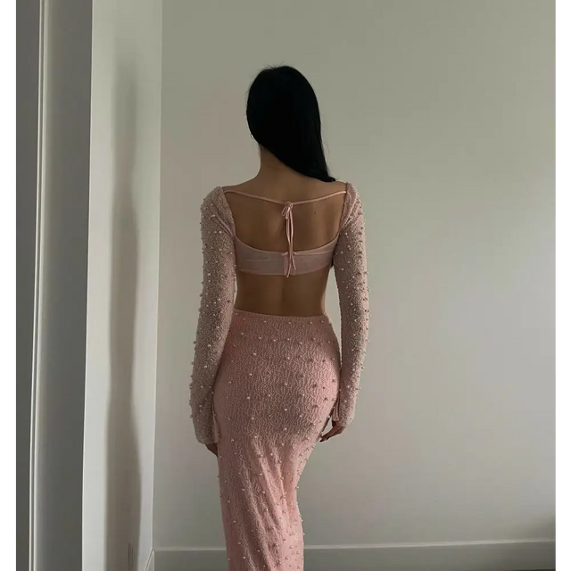 Oh Polly Embellished ‘Rose’ Set Maxi - XS / Pink - Dresses