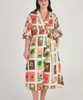 OrotonFlowerStampLongSleeveDress