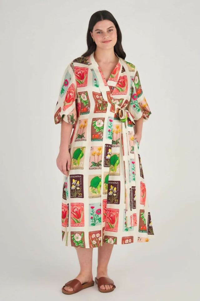 OrotonFlowerStampLongSleeveDress