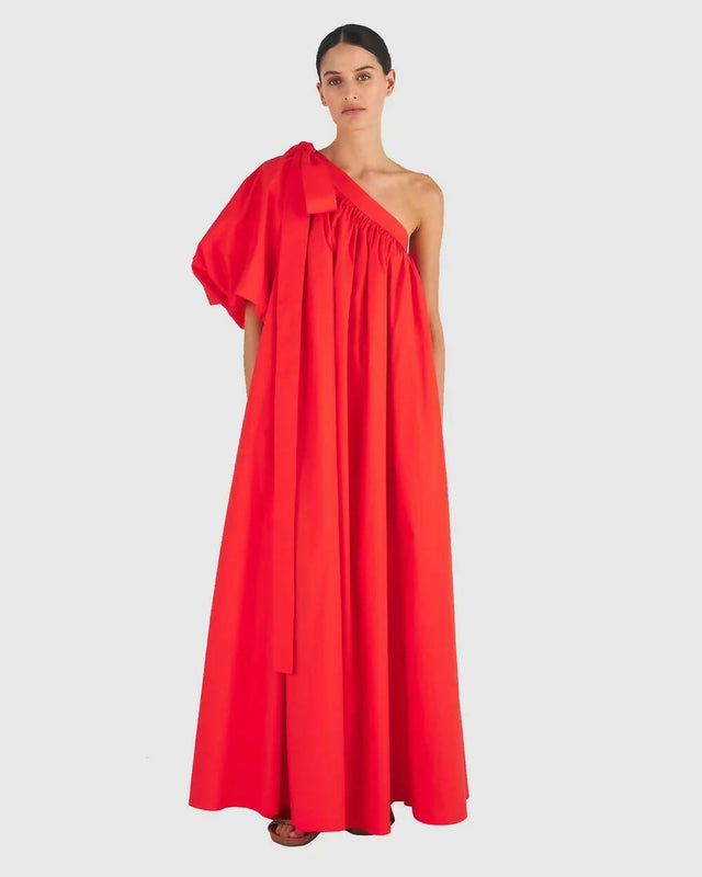 Oroton One Shoulder Dress - True Red - 6 / Red - Dresses