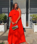 Oroton One Shoulder Red Maxi Gown - 12 / Red - Dresses
