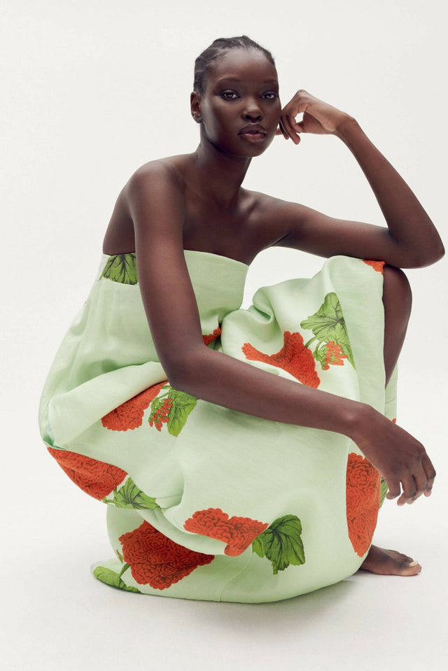 Oroton - Oroton Posie Geranium Print Gown Sea Spray