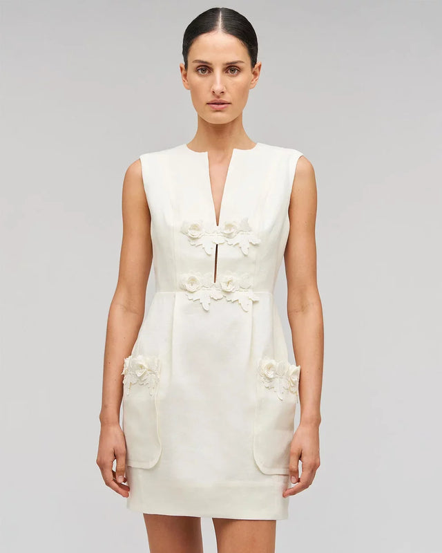 Oroton Rosebud Lace Mini Dress - 8 / White - Dresses