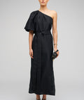 Oroton Silk One Shoulder Dress - 8 / Black - Dresses