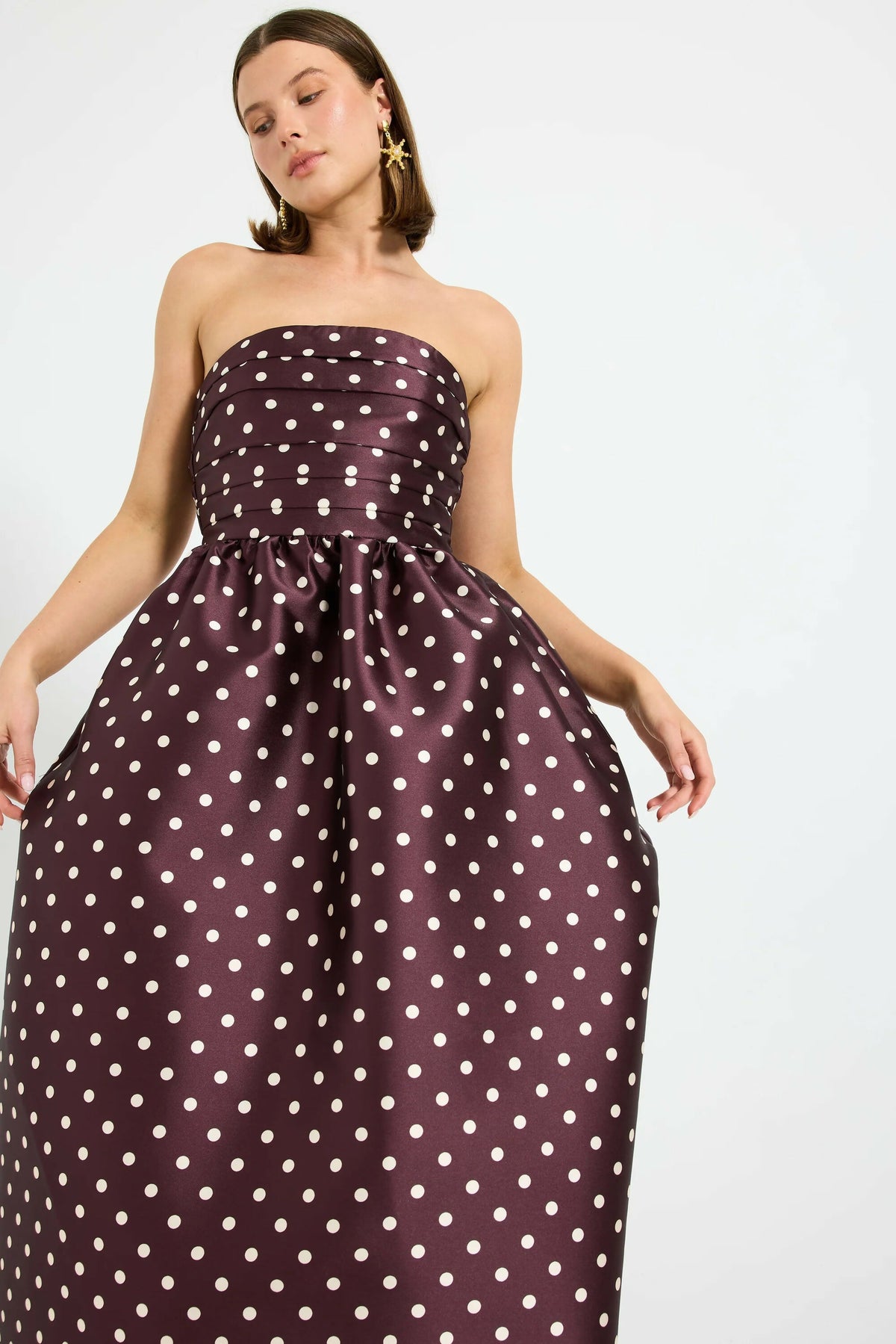 Pasduchas Alistair Strapless Polka Dot Midi Dress – view 2