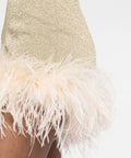 Oséree Glittered Feather-Trim Dress Gold / Size 6 - 6 / Gold - Dresses