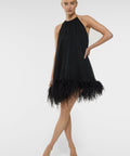 Oseree Lumiere Plumage Necklace Dress Black - 10 / Black - Dresses