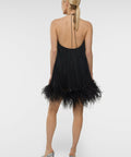 Oseree Lumiere Plumage Necklace Dress Black - 10 / Black - Dresses