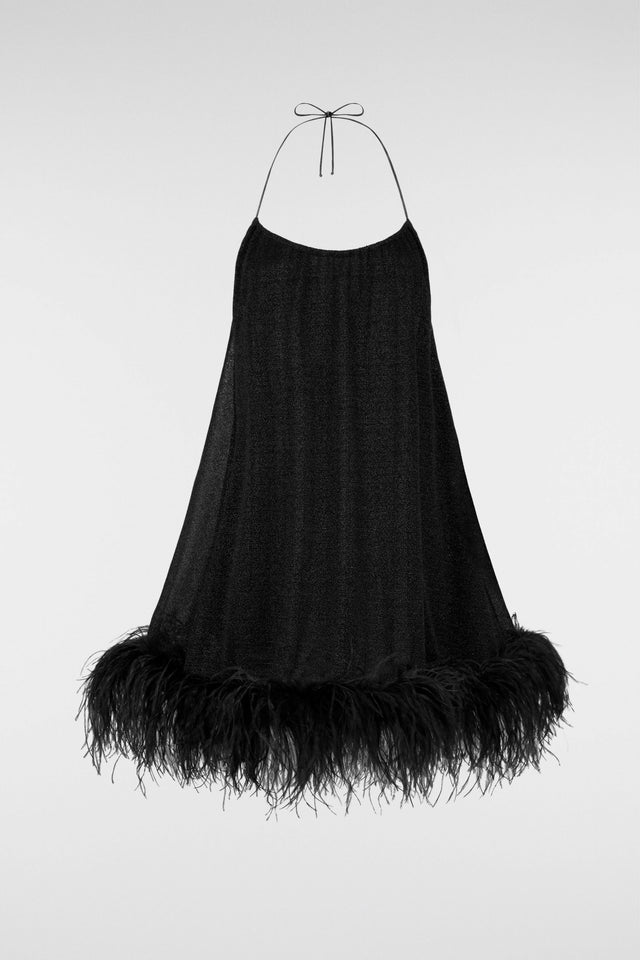 Oseree Lumiere Plumage Necklace Dress Black - 10 / Black - Dresses