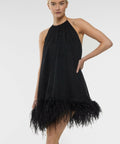 Oseree Lumiere Plumage Necklace Dress Black - 10 / Black - Dresses