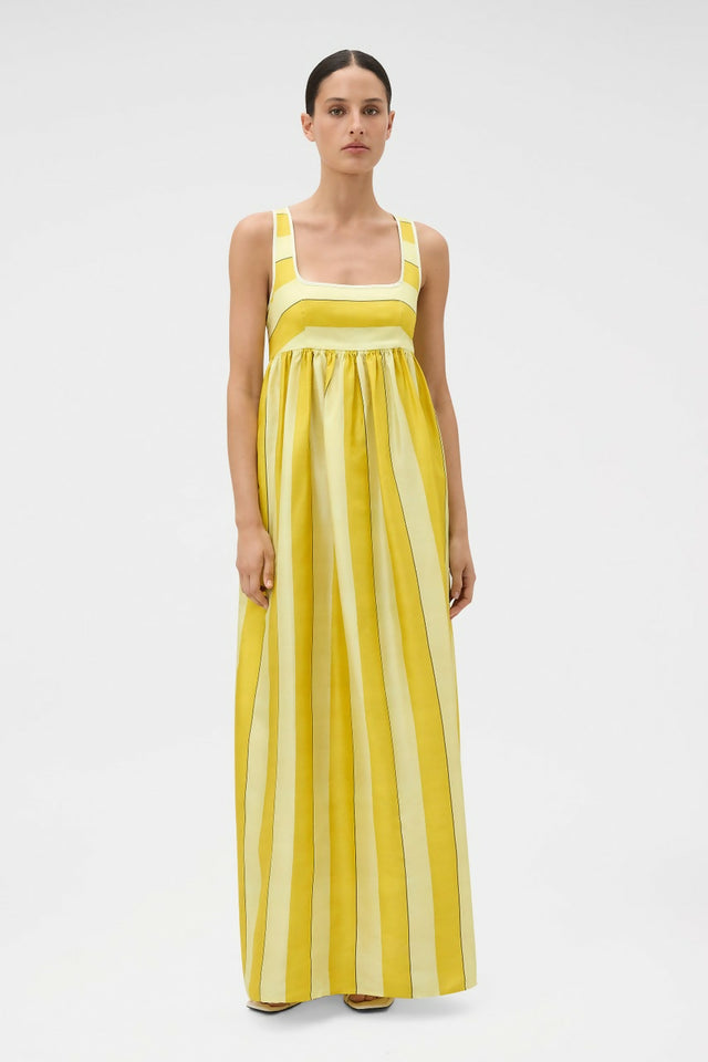 Oroton Slub Silk Striped Sundress Size 10