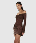 Ownley Tahnee Mini Dress - 10 / Brown - Dresses
