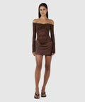 Ownley Tahnee Mini Dress - 10 / Brown - Dresses