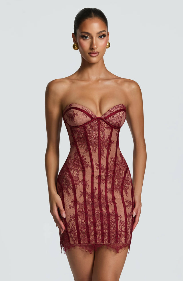 Babyboo Sian Mini Dress Burgundy
