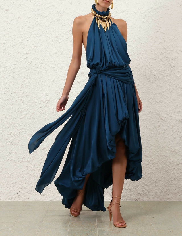 ZIMMERMANN Alchemy Halter Dress in Sailor Blue