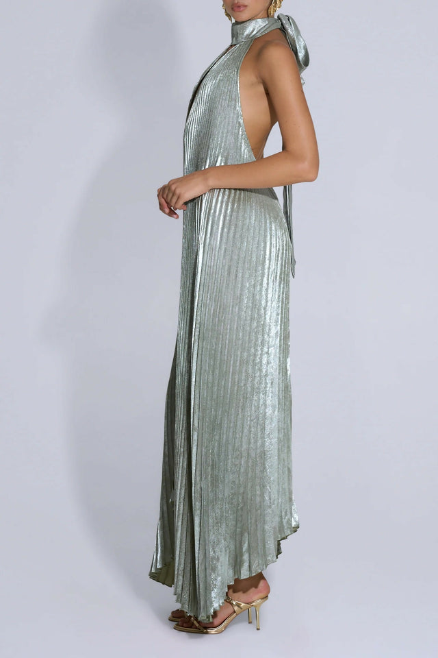 L'idee Opera Gown Gunmetal Shimmer Size 8