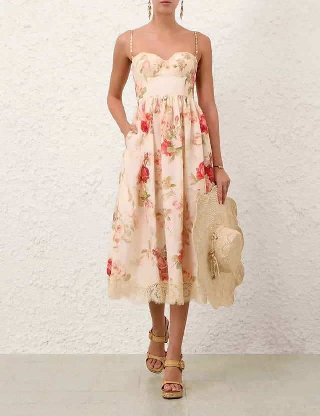 Zimmermann Roselight Picnic Midi Dress