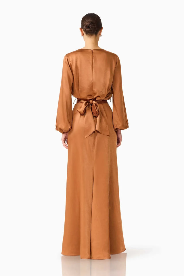 Elliatt Kai Long Sleeve Maxi Dress - Toffee Brown