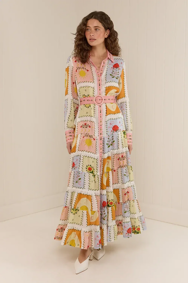Palm Noosa Aria Midi Dress Siesta Tile Size AU 14 - 14 / Print - Dresses
