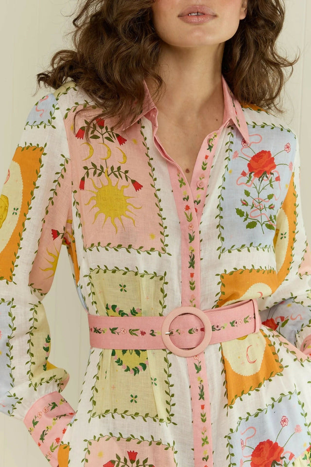 Palm Noosa Aria Midi Dress Siesta Tile Size AU 14 - 14 / Print - Dresses