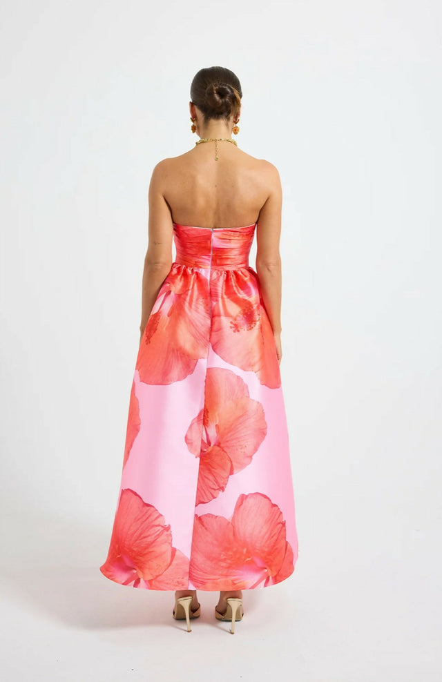Paschudas Kalani Strapless Midi Rasberry Pink / Orange Size 10 - 10 / Multi - Dresses