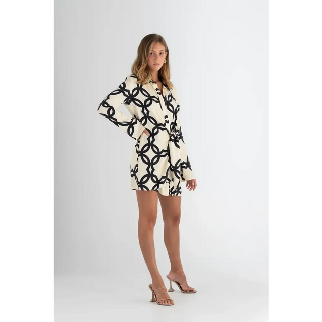 Pasduchas Covert Shirt Dress Size in Black and Cream AU 10 - 10 / Print - Dresses