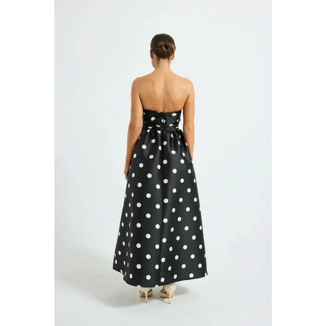 Pasduchas Dottie Strapless Midi Dress Black/Cream - Dresses