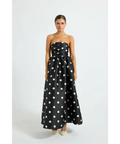 Pasduchas Dottie Strapless Midi Dress Black/Cream - Dresses