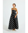 Pasduchas Dottie Strapless Midi Dress Size 10 & 12 Polka Dot Black/Cream - Dresses