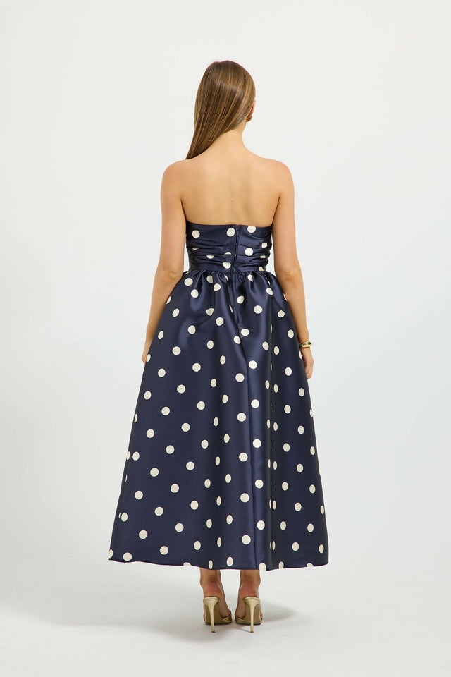 Pasduchas Dottie Strapless Midi - Navy - Dresses