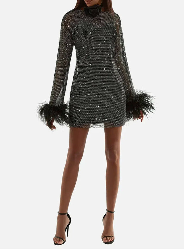 Passion for Fashion Diamante Dress - 6 / Black - Dresses