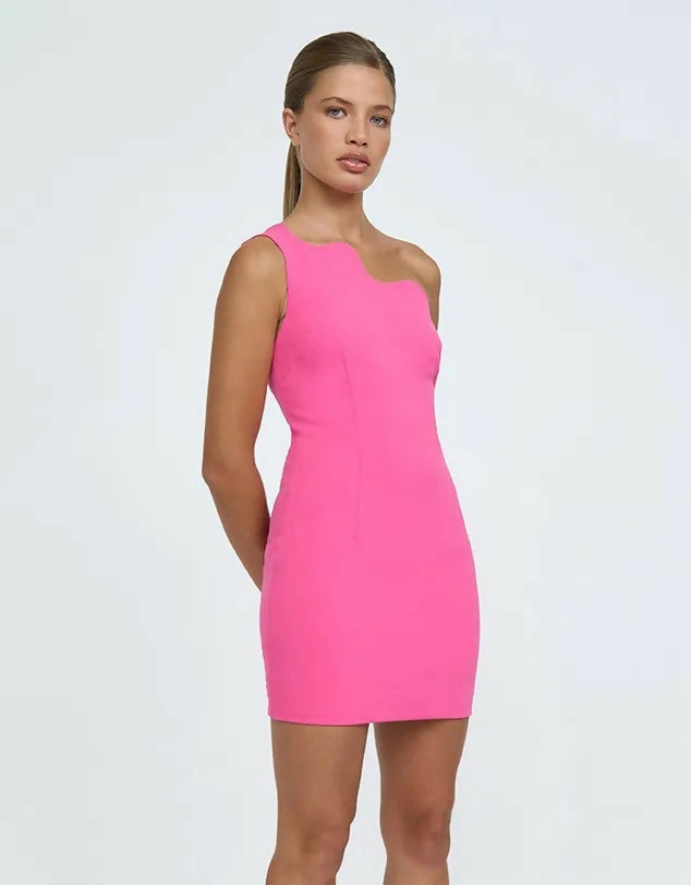 By Johnny Wave One Shoulder Mini Pink Size 6