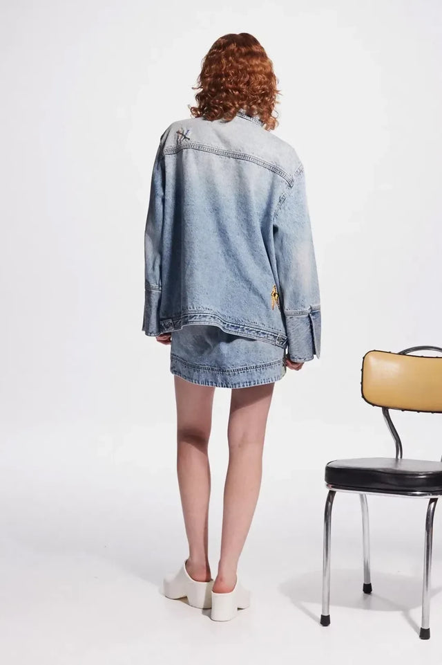Alemais Jackpot Denim Jacket Size AU 8 and Mini Skirt