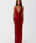 Peppermayo Champagne Coastline Dark Red Maxi Dress - 6 / Red - Dresses