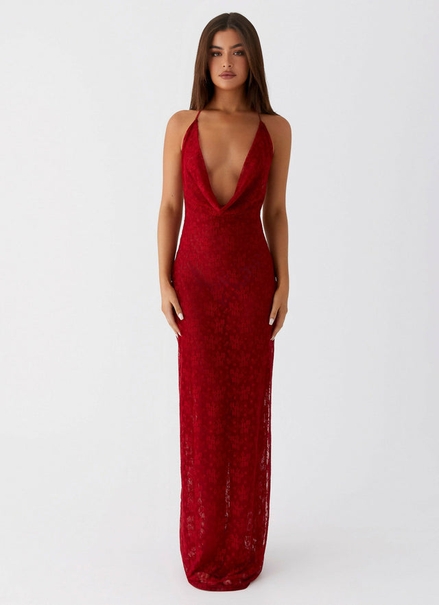 Peppermayo Champagne Coastline Dark Red Maxi Dress | Passion For Fashion
