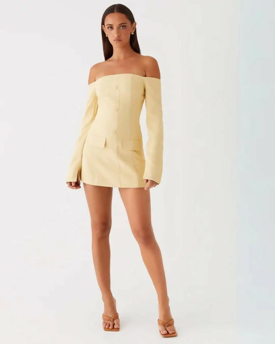 Peppermayo Dominique Blazer Dress Yellow Peppermayo Dominique Blazer Dress Yellow