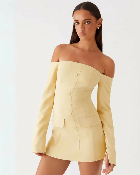 peppermayo yellow dress Peppermayo Dominique Blazer Dress Yellow
