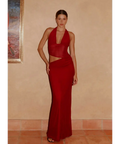 Peppermayo Main Act Halter Maxi Dress Rapsberry - 6 / Red - Dresses