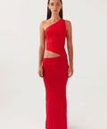Peppermayo Seranella One Shoulder Maxi Dress - Cherry Red - 6 / Red - Dresses