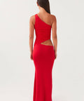 Peppermayo Seranella One Shoulder Maxi Dress - Cherry Red - 6 / Red - Dresses