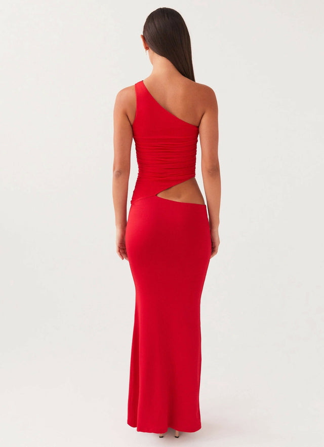 Peppermayo Seranella One Shoulder Maxi Dress - Cherry Red - 6 / Red - Dresses