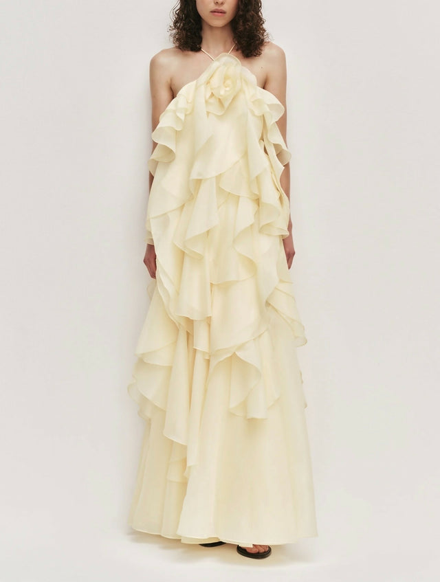 Aje Pandorea Layered Maxi Dress in Butter