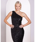 Pilgrim Adelle One Shoulder Gown Black Sequin Size 8 - 8 / Black - Dresses