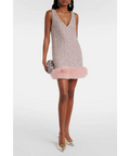 Pink Boucle Fur Hem Mini Dress Self Portrait - 6 / Pink - Dresses