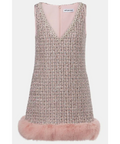 Pink Boucle Fur Hem Mini Dress Self Portrait - 6 / Pink - Dresses